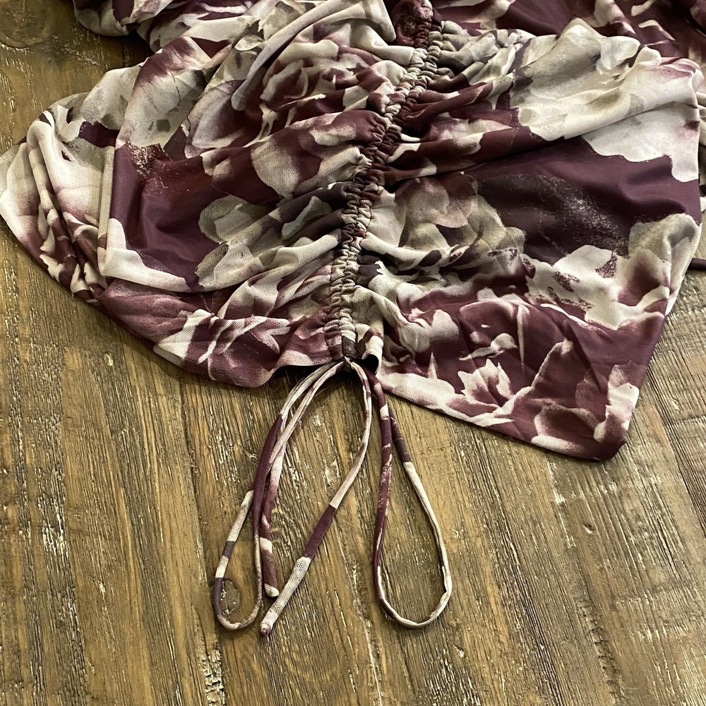 MIA JOY Bodycon Dress Womens M Stretchy Blooming Floral Drawstring Sides NWT - Picture 10 of 14